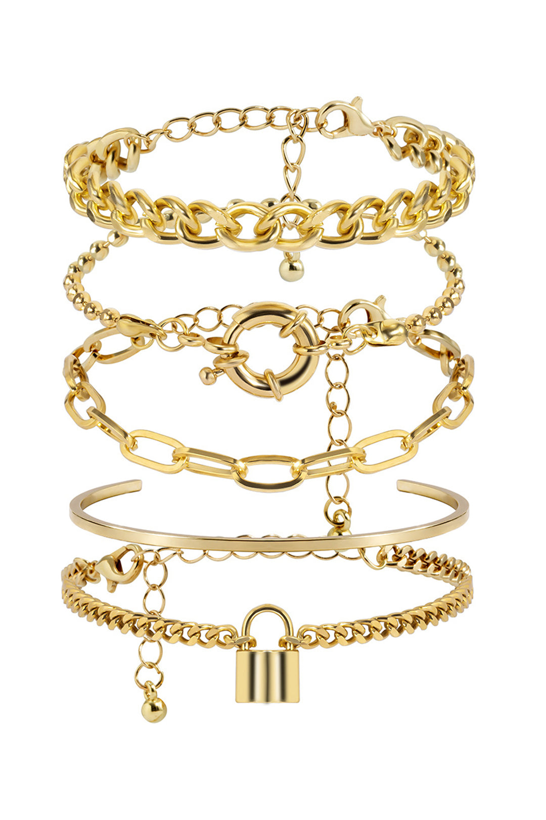 LAYERED GOLD BRACELETS SET